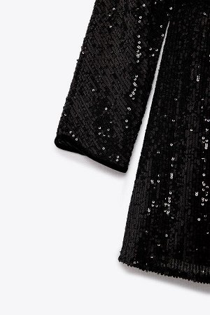 Комбинезон ZARA женский черный в пайетках