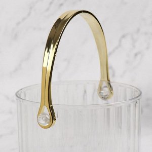 Органайзер - подставка для хранения косметики «CLEAN GOLD», с ручкой, d = 12,5 x 12 см, цвет прозрачный/золотистый