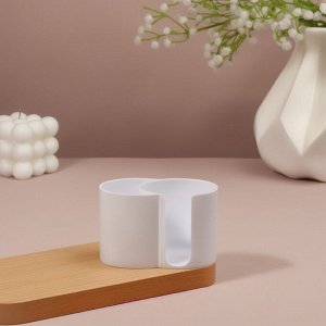 Органайзер для хранения ватных палочек и дисков, 2 секции, 9.5x6x6 см, белый