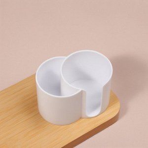 Органайзер для хранения ватных палочек и дисков, 2 секции, 9.5x6x6 см, белый