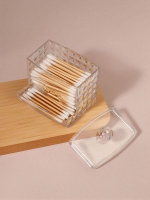 Органайзер для ватных палочек, с крышкой, 8.8x7.5x8 см, прозрачный