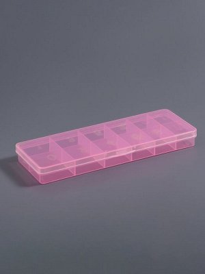 Органайзер для хранения мелочей, 12 секций, размер 18.4x6.7x2 см, прозрачный, розовый