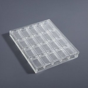 Органайзер для хранения мелочей, 20 ячеек, 14.5x12.5x1.7 см, прозрачный