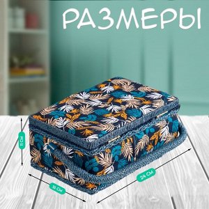 Шкатулка для рукоделия и шитья «Лесные веточки на синем», хранение ниток, иголок, мелочи, 24x16x11 см
