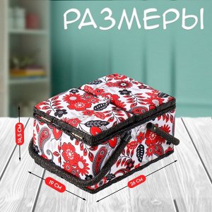 Шкатулка для рукоделия и шитья «Народный цветочный узор», хранение ниток, иголок, мелочи, 19?26?14.5 см