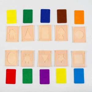 Развивающий набор карточек "Формы и цвета " из фетра, 10 штук.