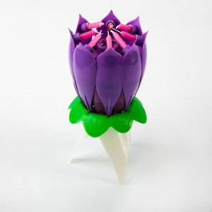 Свеча для торта музыкальная "Тюльпан", фиолетовая, 12?5 см