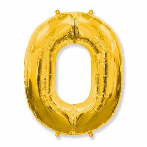 Шар фольгированный 40" «Цифра 0», цвет золотой