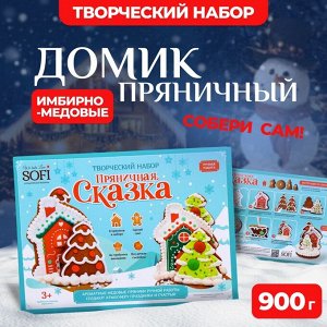 Набор подарочный новогодний для творчества "Пряничная семья", имбирно-медовые пряники, 900 г