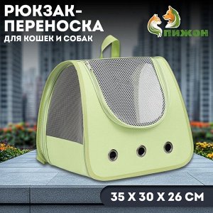 Рюкзак-переноска для кошек и собак, 35 х 30 х 26 см, зелёный