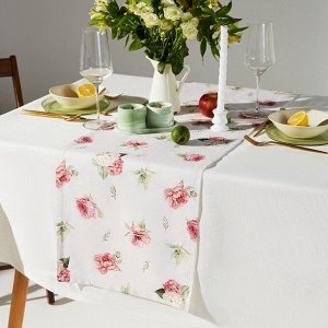 Дорожка на стол Этель Bloom, 40*149 см, 100% хлопок, репс 210 г/м*, белая