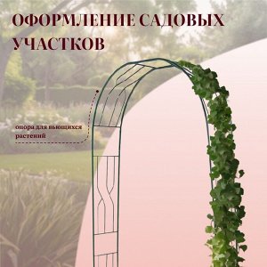 Арка садовая, 250x120x30 см, для вьющихся растений, металлическая, зелёная