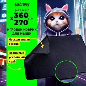 Коврик для мыши ткань на резиновой основе, 270х360х3 мм, нескользящий, RUSH Blackout черный M-size (SBMP-01G-K)