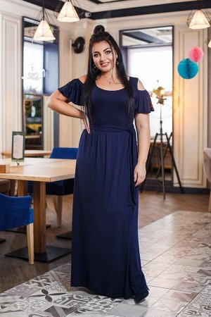Темно-синее длинное платье ДД-41266