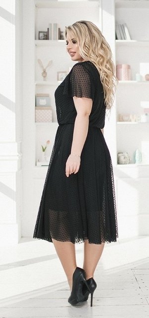 Черное платье с сеткой РХ-2074