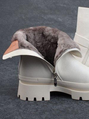 04-M3-L813 BEIGE Ботинки зимние женские (натуральная кожа, натуральный мех)