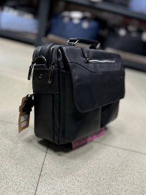 Сумка мужская портфель черная натуральная кожа