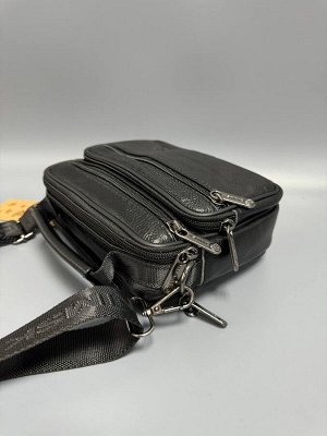 Сумка мужская барсетка черная натуральная кожа