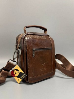 Сумка мужская барсетка коричневая натуральная кожа
