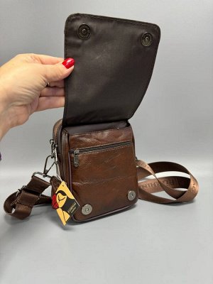 Сумка мужская барсетка коричневая натуральная кожа