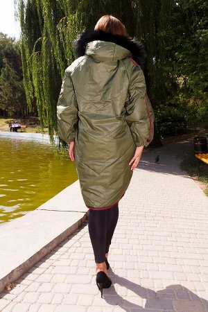 Свободное пальто с капюшоном ЛК-1057