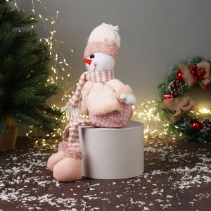 Игрушка мягкая «Снеговик с полосатыми длинными ножками» 43x18 см, бело-розовый