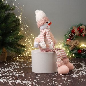 Игрушка мягкая «Снеговик с полосатыми длинными ножками» 43x18 см, бело-розовый