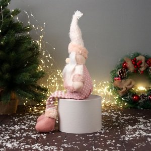 Игрушка мягкая «Дед Мороз с полосатыми длинными ножками» 47x19 см, бело-розовый
