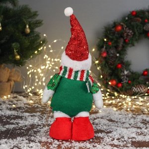 Игрушка мягкая «Снеговик в сияющем костюме» 34x17 см, красно-зелёный