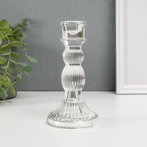 Стеклянный подсвечник на 1 свечу «Колонна с шарами», прозрачный, 15.5?8?8 см