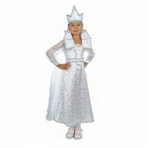 Карнавальный костюм "Снежная королева", платье, корона, р-р 34, рост 134 см
