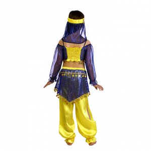Карнавальный костюм &quot;Восточная красавица. Шахерезада&quot;, топ с рукавами, штаны, повязка, цвет сине-жёлтый, р-р 28, рост 98-104 см