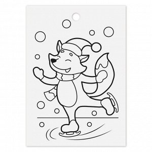 Бумажные наклейки с раскраской на обороте «Зимние зверята» , 11х15,5 см