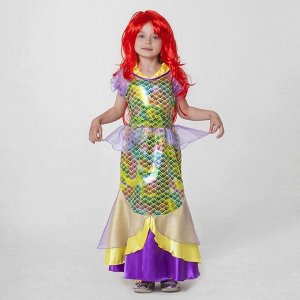 Карнавальный костюм "Русалка", платье, пояс, парик, р-р 34, рост 140 см