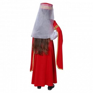 Карнавальный костюм для лезгинки, для девочки: головной убор, платье, р-р 28, рост 98-104 см, цвет красный