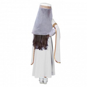 Костюм для лезгинки, для девочки: головной убор, платье, р-р 32, рост 122-128 см, цвет белый
