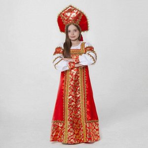 Русский народный костюм «Любавушка», платье-сарафан, кокошник, р-р 34, рост 134 см, красный
