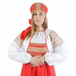 СИМА-ЛЕНД Русский женский костюм &quot;Пелагея&quot;, платье, красный фартук, кокошник, р. 52-54, рост 172 см