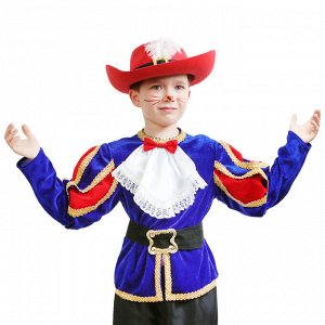 Карнавальный костюм "Кот в сапогах", куртка, шляпа, сапоги, р. 30, рост 110-116 см