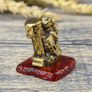 Фигурка на камне мышка "Тепла и уюта", золото, 5 х 4,6 см