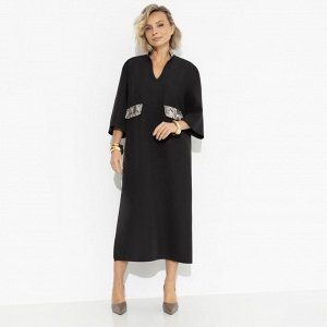 Платье с акцентными элементами из экокожи, Деловая леди (black)