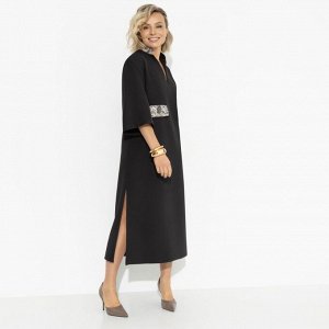 Платье с акцентными элементами из экокожи, Деловая леди (black)