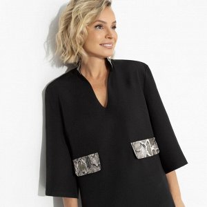 Платье с акцентными элементами из экокожи, Деловая леди (black)