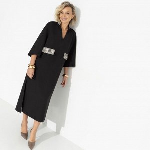 Платье с акцентными элементами из экокожи, Деловая леди (black)