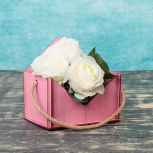Кашпо флористическое "Вам письмо", ручка- шнур, розовое, 17х12х17,5см