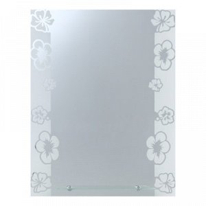 Зеркало Флора, с пескоструйной графикой, настенное, с полочкой, 53,5?68,5 см