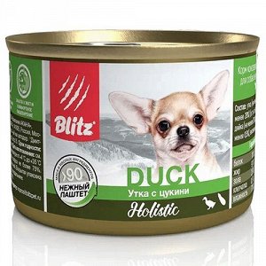Влажный корм для собак мелких пород Blitz Holistic Нежный паштет с уткой и цукини 200 г