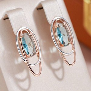 Серьги с голубым камнем, покрытие позолота 585 пробы,H1449, арт.212.034