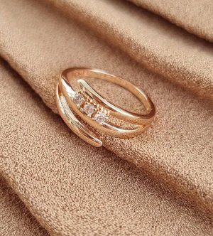 Кольцо коллекция Дубайское золото, покрытие позолота, цвет 18 К, р-р.21, арт.215.039-21