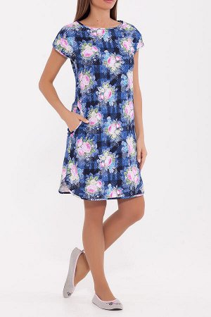 #73291 Платье Синий/розовый